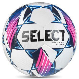 М'яч футбольний SELECT Brillant Super HS v24 (FIFA QUALITY PRO APPROVED) White- Blue, 5, 410 - 450 г, 68 - 70 см