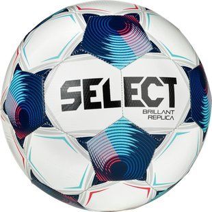 М'яч футбольний (дитячий) SELECT Brillant Replica v25 White- Blue, 5, 350 - 380 г, 63,5 - 66 см